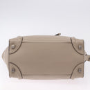 CELINE Luggage Micro Shopper Hand Bag Leather Beige Auth 191824V-5
