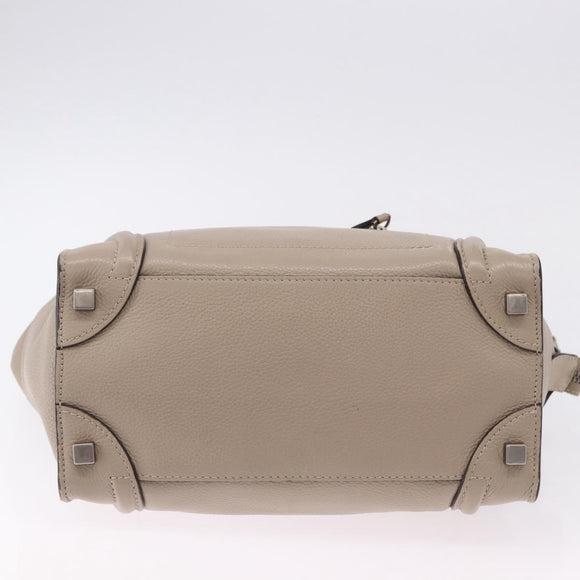 CELINE Luggage Micro Shopper Hand Bag Leather Beige Auth 191824V