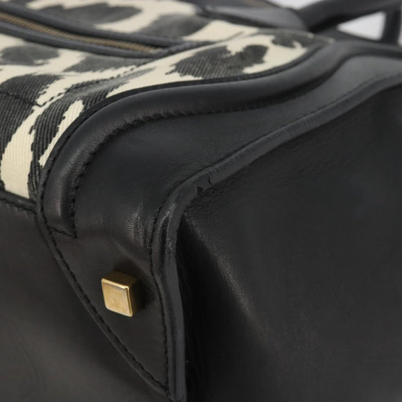 CELINE Luggage Hand Bag Canvas Black Gold Auth 191825V