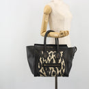 CELINE Luggage Hand Bag Canvas Black Gold Auth 191825V-26