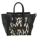 CELINE Luggage Hand Bag Canvas Black Gold Auth 191825V-13