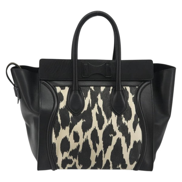 CELINE Luggage Hand Bag Canvas Black Gold Auth 191825V