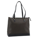 CELINE Macadam Canvas Tote Bag PVC Leather Black Gold Auth 191826V-1
