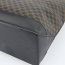 CELINE Macadam Canvas Tote Bag PVC Leather Black Gold Auth 191826V-15