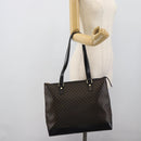 CELINE Macadam Canvas Tote Bag PVC Leather Black Gold Auth 191826V-21