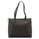 CELINE Macadam Canvas Tote Bag PVC Leather Black Gold Auth 191826V-2