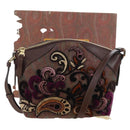 ETRO Paisley Patchwork Shoulder Bag PVC Leather Brown Bordeaux Auth 191827V-12