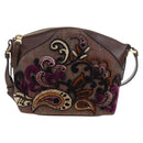 ETRO Paisley Patchwork Shoulder Bag PVC Leather Brown Bordeaux Auth 191827V-13