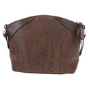 ETRO Paisley Patchwork Shoulder Bag PVC Leather Brown Bordeaux Auth 191827V-2