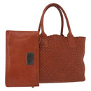 BOTTEGA VENETA INTRECCIATO Cabas PM Hand Bag Leather Brown 141498 Auth 191828V-1