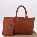 BOTTEGA VENETA INTRECCIATO Cabas PM Hand Bag Leather Brown 141498 Auth 191828V-12