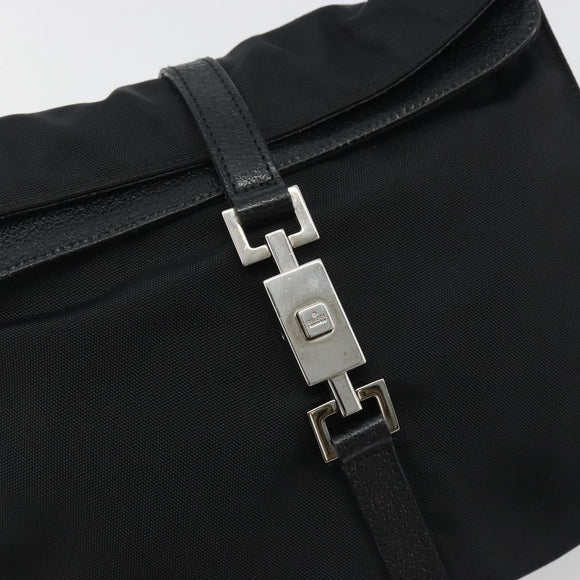 GUCCI Hand Bag Canvas Black Silver 001 3734 Auth 191829A
