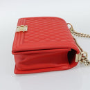 CHANEL Chain Matelasse 28 Boy Chanel Bag Lamb Skin Red Gold CC Auth 191832SAM-4