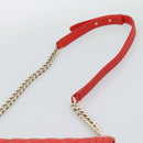 CHANEL Chain Matelasse 28 Boy Chanel Bag Lamb Skin Red Gold CC Auth 191832SAM-14