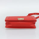 CHANEL Chain Matelasse 28 Boy Chanel Bag Lamb Skin Red Gold CC Auth 191832SAM-5
