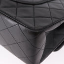 CHANEL Double Flap Chain Matelasse25 Bag Lamb Skin Black Gold CC Auth 191833SAM-13