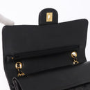 CHANEL Double Flap Chain Matelasse25 Bag Lamb Skin Black Gold CC Auth 191833SAM-16