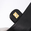 CHANEL Double Flap Chain Matelasse25 Bag Lamb Skin Black Gold CC Auth 191833SAM-18