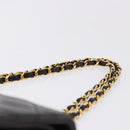 CHANEL Double Flap Chain Matelasse25 Bag Lamb Skin Black Gold CC Auth 191833SAM-8