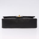 CHANEL Double Flap Chain Matelasse25 Bag Lamb Skin Black Gold CC Auth 191833SAM-9