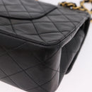 CHANEL Chain Matelasse25 Shoulder Bag Lamb Skin Black Gold CC Auth 191834SAM-13