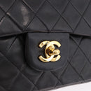 CHANEL Chain Matelasse25 Shoulder Bag Lamb Skin Black Gold CC Auth 191834SAM-14