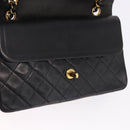CHANEL Chain Matelasse25 Shoulder Bag Lamb Skin Black Gold CC Auth 191834SAM-17