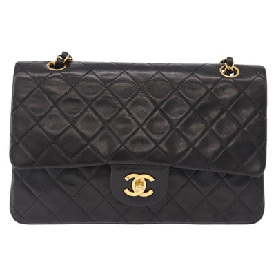 CHANEL Chain Matelasse25 Shoulder Bag Lamb Skin Black Gold CC Auth 191834SAM - 0