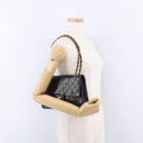 CHANEL Chain Matelasse25 Shoulder Bag Lamb Skin Black Gold CC Auth 191834SAM-29