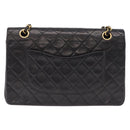 CHANEL Chain Matelasse25 Shoulder Bag Lamb Skin Black Gold CC Auth 191834SAM-3