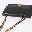 CHANEL Chain Matelasse25 Shoulder Bag Lamb Skin Black Gold CC Auth 191834SAM-6