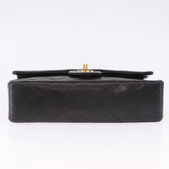 CHANEL Chain Matelasse25 Shoulder Bag Lamb Skin Black Gold CC Auth 191834SAM