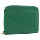 CHANEL COCO Mark Clutch Bag Caviar Skin Green Gold CC Auth 191836A-1