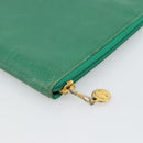 CHANEL COCO Mark Clutch Bag Caviar Skin Green Gold CC Auth 191836A-15