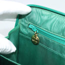 CHANEL COCO Mark Clutch Bag Caviar Skin Green Gold CC Auth 191836A-20