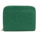 CHANEL COCO Mark Clutch Bag Caviar Skin Green Gold CC Auth 191836A-13