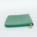 CHANEL COCO Mark Clutch Bag Caviar Skin Green Gold CC Auth 191836A-3
