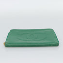 CHANEL COCO Mark Clutch Bag Caviar Skin Green Gold CC Auth 191836A-6