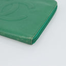 CHANEL COCO Mark Clutch Bag Caviar Skin Green Gold CC Auth 191836A-7