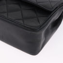 CHANEL Matelasse Chain Shoulder Bag Lamb Skin Black Gold CC Auth 191837M-15
