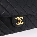 CHANEL Matelasse Chain Shoulder Bag Lamb Skin Black Gold CC Auth 191837M-18