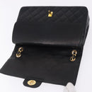 CHANEL Matelasse Chain Shoulder Bag Lamb Skin Black Gold CC Auth 191837M-19