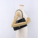 CHANEL Matelasse Chain Shoulder Bag Lamb Skin Black Gold CC Auth 191837M-27