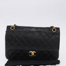 CHANEL Matelasse Chain Shoulder Bag Lamb Skin Black Gold CC Auth 191837M-12
