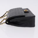 CHANEL Matelasse Chain Shoulder Bag Lamb Skin Black Gold CC Auth 191837M-4