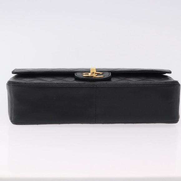 CHANEL Matelasse Chain Shoulder Bag Lamb Skin Black Gold CC Auth 191837M