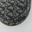 Christian Dior Trotter Canvas Saddle Pouch Navy Gold Auth 191838V-16