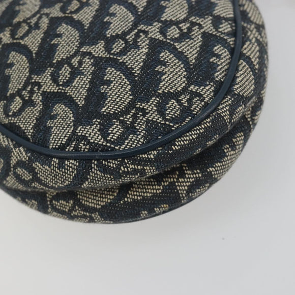 Christian Dior Trotter Canvas Saddle Pouch Navy Gold Auth 191838V