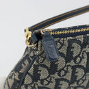 Christian Dior Trotter Canvas Saddle Pouch Navy Gold Auth 191838V-9