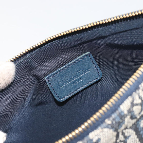 Christian Dior Trotter Canvas Saddle Pouch Navy Gold Auth 191838V